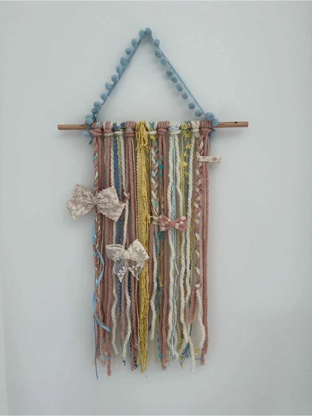 Handmade Boho Bow Wall Hanging for baby girl nursery